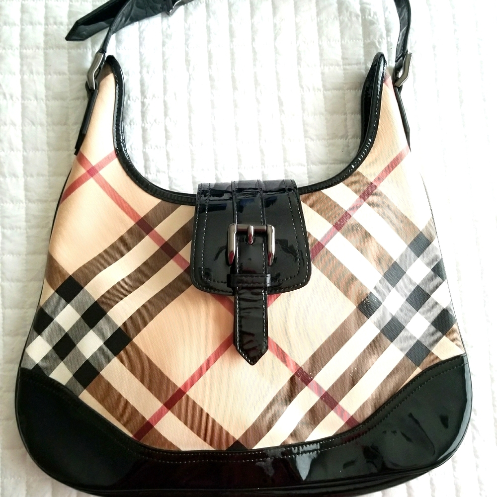 Burberry Nova Check Canvas Broke Hobo Black Bag